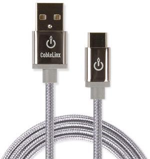 CableLinx Elite 72" USB-C to USB-A Charge & Sync Braided Cable for ChargeHub - Compatible with Samsung Galaxy S9/S8 Plus Note, Moto Z/Z2, LG V30/V20, Google Pixel XL, USB C Devices (Gray)