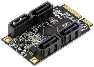cablecc Mini PCI-E PCI Express to 6Gbps Four Ports SATA 3.0 Adapter Converter Hard Drive Extension Card for SSD