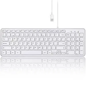 Perixx PERIBOARD-213W Silent USB Scissor Keyboard with Cable  Compact Design with Numeric Keypad  White  Spanish Qwert with Ñ