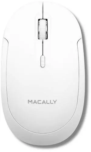 Macally Wireless Bluetooth Mouse for Mac, MacBook Pro/Air, iPad, and PC - Quiet Click and Comfortable Compatible Apple Wireless Mouse - White