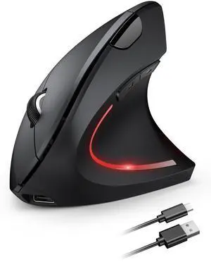 TECKNET Ergonomic Mouse Wireless, Rechargeable Mouse Wireless Silent for Carpal Tunnel Right Hand, 2.4GHz USB Vertical Mouse Wireless for Laptop, 5 Adjustable 4800 DPI, Computer, MacBook, Desktop