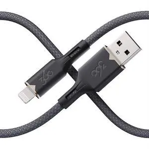 360 Electrical Fluid USB-A to Lightning Charger Cable, Mfi Certified Charger for Apple iPhone 14 13 12 11 X, iPad, 5 Foot, Granite