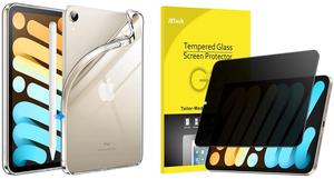 JETech iPad Mini (A17 Pro, 2024 Model, 7th Generation) / Mini 6 (2021 Model, 6th Generation) Soft TPU Case and Privacy Screen Protector Bundle