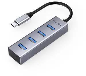 LENTION 4-in-1 USB C Hub, 4 USB 3.0 Ports, USB C to USB A Multiport Adapter for 2025-2016 MacBook Pro, 2025-2018 Mac Air & Surface, iPad Pro, Chromebook, More, Stable Driver Certified (Space Gray)