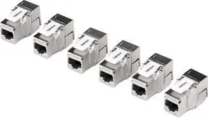 TRENDnet Shielded Cat6A RJ45 Keystone Jack 6-Pack Bundle, Use with The TC-KP24S Shielded Blank Keystone Patch Panel (Sold Separately), Silver,TC-K06C6A