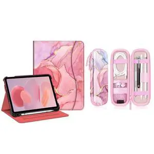 Fintie Multi-Angle Viewing Case for iPad (A16) 11th Generation 11 Inch (2025), iPad 10th Generation 10.9 Inch 2022 Bundle with Protective Carrying Bag Sleeve for Apple Pencil (1st and 2nd Generation)