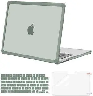 MOSISO Compatible with MacBook Air 13 inch Case 2025 2024 2023 2022 M4 A3240 M3 A3113 M2 A2681,Anti-Cracking Heavy Duty TPU Bumper Hard Case&Keyboard Skin&ScreenFilm for MacBook Air 13.6,Emerald Green