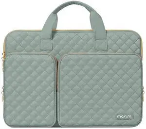 MOSISO 360 Protective Laptop Case 16 inch, 15-15.6 inch Laptop Sleeve Compatible with MacBook Pro 16 inch, HP Acer Dell Lenovo ASUS, Square Quilted Bag Cover with 2 Pockets&Handle&Belt, Antique Green