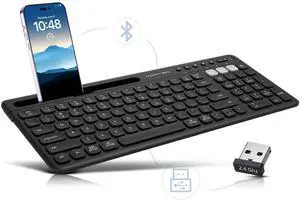 Multi Device Wireless Keyboard - Bluetooth Keyboard for Tablet - Universal Compatible with iPhone iPad Android Phone Cellphone PC Computer - Built-in Stand - Long Battery Life - Easy Setup