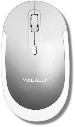 Macally Wireless Bluetooth Mouse for Mac, MacBook Pro/Air, iPad, and PC - Comfortable and Quiet Compatible Wireless Apple Mouse - Silver