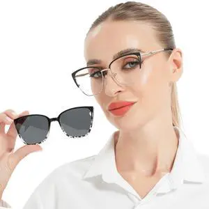 OCCI CHIARI UV Blue Light Glasses for Women Magnetic Polarized Sunglasses Cat Eye Demi Eyeglasses