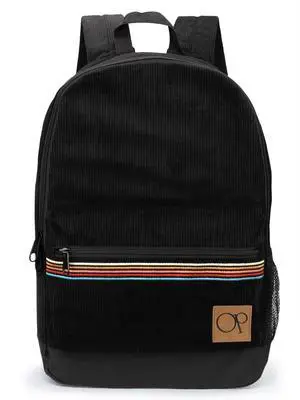 Ocean Pacific OG Corduroy Backpack for Travel, Sports, Beach, Work, Casual Daypack for Men Women Fits 15.6 Inch Laptop (Black)