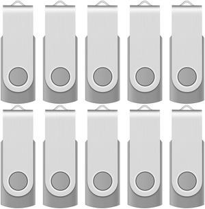 Enfain 16GB Gray Flash Drive USB 2.0 Bulk Thumb Drive Low Profile Jump Drives 10 Pack for Professional Data Distributing and Sharing in Work