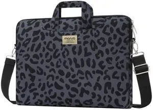 MOSISO Laptop Shoulder Bag, 15.6 inch Computer Bags Compatible with MacBook Air 15 inch M4 M3 M2/Pro 16 M4 M3 M2 M1 2025-2019, 15-15.6 inch Notebook, Leopard Grain Briefcase Sleeve with Belt