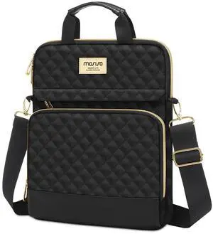 MOSISO 12.9 inch Tablet Sleeve for iPad Pro 13 M4 & iPad Air 13 M3 M2, iPad Pro 12.9 M2 M1 6/5th with Magic Keyboard,Square Quilted Carrying Case with Front 2 Pockets, Black