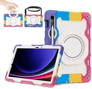 ROISKIN Case for Samsung Galaxy Tab S10 FE / S9 / S9 FE 5G with Screen Protector, Rotating Stand, Handle and Pen Holder, Heavy Duty Shockproof Protective Case for Galaxy Tab S10 FE / S9 / S9 FE 5G