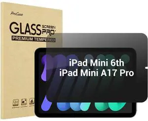 ProCase 4-Way Privacy Screen Protector for iPad Mini 7th(A17 Pro) 2024 / Mini 6th Generation 8.3" 2021, 360 Degree Anti-Spy Tempered Glass Film Guard for iPad Mini 7 6 8.3 Inch