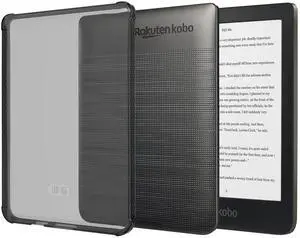 TUDIA SKN Designed for Kobo Clara HD Case 6" (2018) Back Cover, [Reinforced Corners] Shockproof Slim Anti-Yellowing Silicone Gel Clear Back Lightweight Grip TPU Bumper for eReader - Clear Black