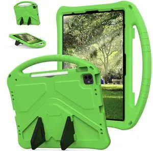 Dteck iPad Air 13 inch M2 2024/Pro 12.9" Case - Lightweight Shockproof Rugged EVA Kids Friendly Handle Stand Child Proof with Pencil Holder, Green