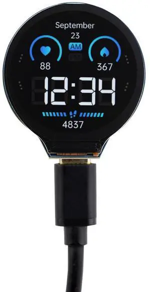 Waveshare ESP32-S3 Development Board, 32-Bit LX7 Dual-Core Processor, Integrates GC9A01 Display Driver Chip, with 1.28inch IPS Round LCD, 240×240 Resolution, Supports WiFi/Bluetooth