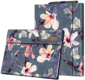 Fintie Case for 13 Inch Microsoft Surface Pro 11/10/9 - Multiple Angle Viewing Portfolio Business Cover with Pocket & Stylus Holder, Compatible with Type Cover Keyboard, Blooming Hibiscus