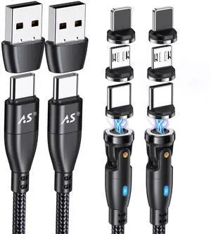 100W 540 Rotation Magnetic Charging Cable 3.3FT/6FT-2Pack, USB C to USB C Cable Fast Charge Magnetic USB C Charging Cable, Magnetic Charge Cable, Data Transfer Capable, Compatible with All Devices
