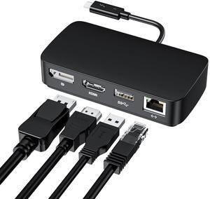 4 in 1 Thunderbolt 3 Docking Station Dual 4K 60Hz, 40Gbps USB 3.0 HDMI 2.0 Displayport 1.2 Dock Pro, USB C Multiports Hub with HDMI DP Gigabit Ethernet, for MacBook, TV, PC, Laptop