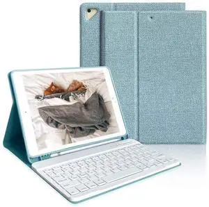 aMZCaSE iPad Pro 9.7 Inch Case with Keyboard for iPad 6th Generation(2018),iPad 5th Generation(2017),iPad Air 2 Case with Keyboard,iPad Air 1,Wireless Detachable Bluetooth Keyboard,Lake Blue