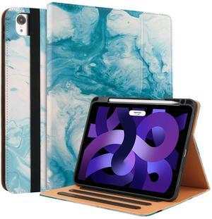 for iPad Air 5th/4th Generation Case 2022/2020, for iPad Air 10.9 Inch Case Cover with Built-in Pencil Holder and Hand Strap, Auto Sleep/Wake, Multiple Viewing Angles for iPad Air 5/4 Gen, Green Cloud