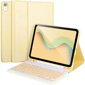 AHYWTAN for iPad 11/10th Generation Case with Keyboard,Detachable Bluetooth Keyboard case for iPad A16 2025 11 inch/10th Gen 2022 10.9 with Pencil Holder, Square Keycaps,Yellow