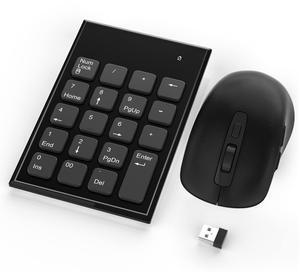 Wireless Number Pad and Mouse Combo,2.4G 19 Keys USB Wireless Numeric Keypad,3 Adjustable Silent Mouse Speeds DPI 800/1200/1600,Set for Laptop,Notebook,Desktop,PC Computer-Use One USB Receiver