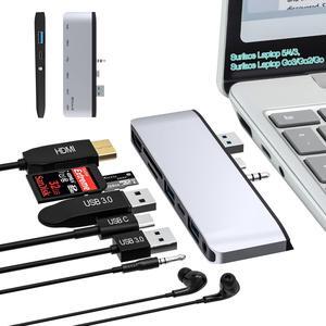 Surface Laptop 5/4/3/Go/Go 2/Go 3 Hub Docking Station - 4K@30Hz HDMI, 2 USB 3.0, USB-C, SD TF Card Slot, 3.5mm Audio Adapter - Compatible with Surface Laptop 3/4/5/Go/Go 2/Go 3