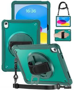 Case for iPad (A16) 11th/10th Generation 11''/10.9'' 2025/2022 Kids with Pencil Holder 360degRotate Handle Strap/Stand
