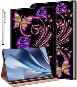 ALILANG Case for Kindle Fire HD 10 & 10 Plus Tablet (13th/11th Generation, 2023/2021 Release) 10.1", Shockproof Folding Stand Cover for  Fire Hd 10 Tablet Case-Purple Butterfly