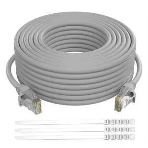 Adoreen Cat 6 Ethernet Cable 150 Ft-Gray, Outdoor & Indoor Snagless Long Round RJ45 Network Cable, POE, Soft Flexible Gbps Internet LAN Computer Patch Cord for Router Modem Switch Fast Gaming+ Ties