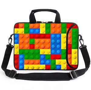 AMARY 15.4" 15.6" laptop sleeve adjustable shoulder strap with handle accessory pocket for men women (Puzzle)