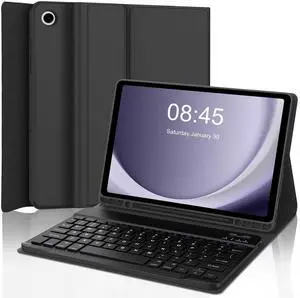 AMOUOGOEY Keyboard Case for Samsung Galaxy Tab A9 Plus 5G 11 Inch 2023(SM-X210/X216/X218) - Detachable Wireless Bluetooth Keyboard - Folio Smart Cover with S Pen Holder for Galaxy Tab A9+ 11" (Black)