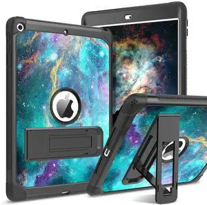 BENTOBEN for iPad 9th/8th/7th Generation Case, 10.2 Case - Glow in The Dark 3 in 1 Shockproof Kickstand Protective Cover, Space/Nebula