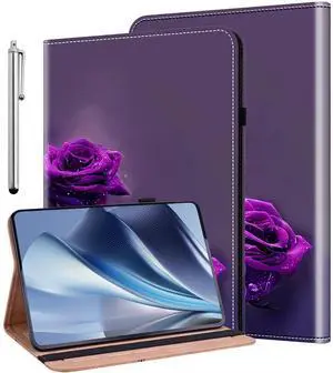 ALILANG Case for Samsung Galaxy Tab S10 Plus 2024/S9 Plus/S9 FE Plus 12.4 Inch Case with Stylus, Lightweight Folio Shockproof Folding Stand Cover for Galaxy Tab S9 FE+ Tablet Cases -Purple Rose