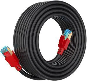 Cat 8 Ethernet Cable 25 FT, 26AWG 40Gbps 2000Mhz Ultra Speed Cat8 LAN Network Cable SFTP Patch Cord with Gold Plated RJ45 Connector, Weatherproof UV Resistant for Switch/Router/Modem/PC/Gaming
