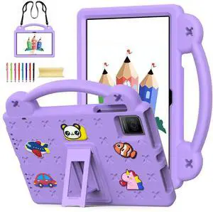Revvl Tab 5G Case 2023, Cute DIY Figures Soft EVA Kids Friendly Shockproof Kickstand Bumper Handle Lightweight Case with Shoulder Strap for T-Mobile Revvl Tab 5G 2023 Released Tablet, Lightpurple