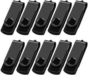 16GB USB Flash Drive, AreTop 10 Pack USB 2.0 Thumb Drives Memory Stick Swivel Jump Drive for Home & Office Use (10 Pack 16GB, Black)
