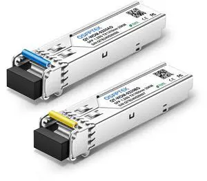 1.25G SFP Module, 1000Base-BIDI WDM Transceiver, 20KM Simplex LC DDM Tx1310/Rx1550nm Optical Fiber Transceiver for Cisco GLC-BX-20U, Cisco GLC-BX-20D, Ubiquiti, Mikrotik, D-Link, Supermicro, Netgear