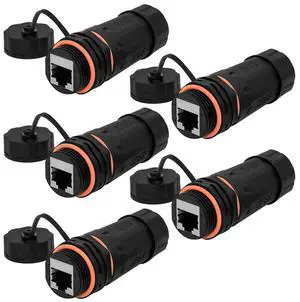 ANMBEST 5PCS Shielded RJ45 CAT6A Waterproof Panel Mount Connector IP68 Cat5/5e/6 8P8C Ethernet LAN Cable Coupler Female to Female Outdoor Network Adapter
