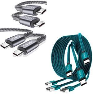 USB C Charger Cable 3.3/6.6/10FT Bundle with Type C 100W Cord 10ft,Compatible with MacBook Mac,iPad Pro 11 Air 4th Mini 6 Generation 2021,Samsung Galaxy S21 S20 Plus Ultra Google Pixel 5 (3+2 Cables)