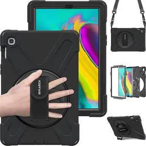 BRAECN for Galaxy Tab S5e Case, Heavy Duty Shockproof Case with Rotating Kickstand/Hand Strap and Carrying Shoulder Strap for Samsung Galaxy Tab S5e 10.5 Inch 2019 Tablet SM-T720/SM-T725(Black)