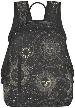 bassyil Twelve Constellations Mystical And Astrology Elements Backpack Bookbag Laptop Backpacks Multipurpose Daypack For Men Women Picnic Travel Hiking