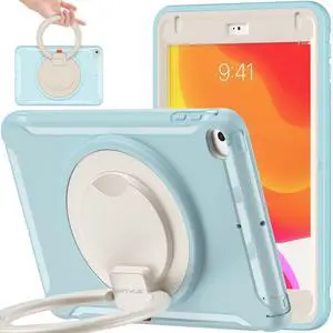 BATYUE iPad mini 5 Case & iPad mini 4 Case;for iPad mini 5 (2019) & iPad mini 4 (2015);Protective Rugged Case with Pencil Holder, 360° Swivel Stand;for Kids, Boys, Girls - FrozenBlue