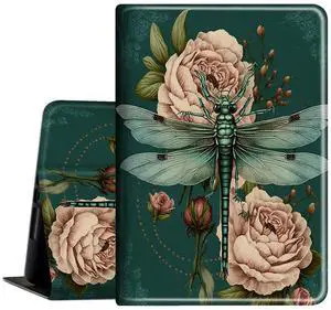 Case for  Fire Max 11 Tablet (13th Generation, 2023 Release), Slim PU Leather Cover with Auto Sleep Wake Feature Folio Case for Fire 11 Max Tablet, Dragonfly Flower
