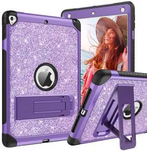 BENTOBEN for Case for iPad 5th/6th Generation, iPad 9.7inch 2017/2018 Case, iPad Air 2 Case, iPad Pro 9.7 Case, Glitter Sparkle 3Layer Kickstand Hybrid Durable Protective Cover, Purple